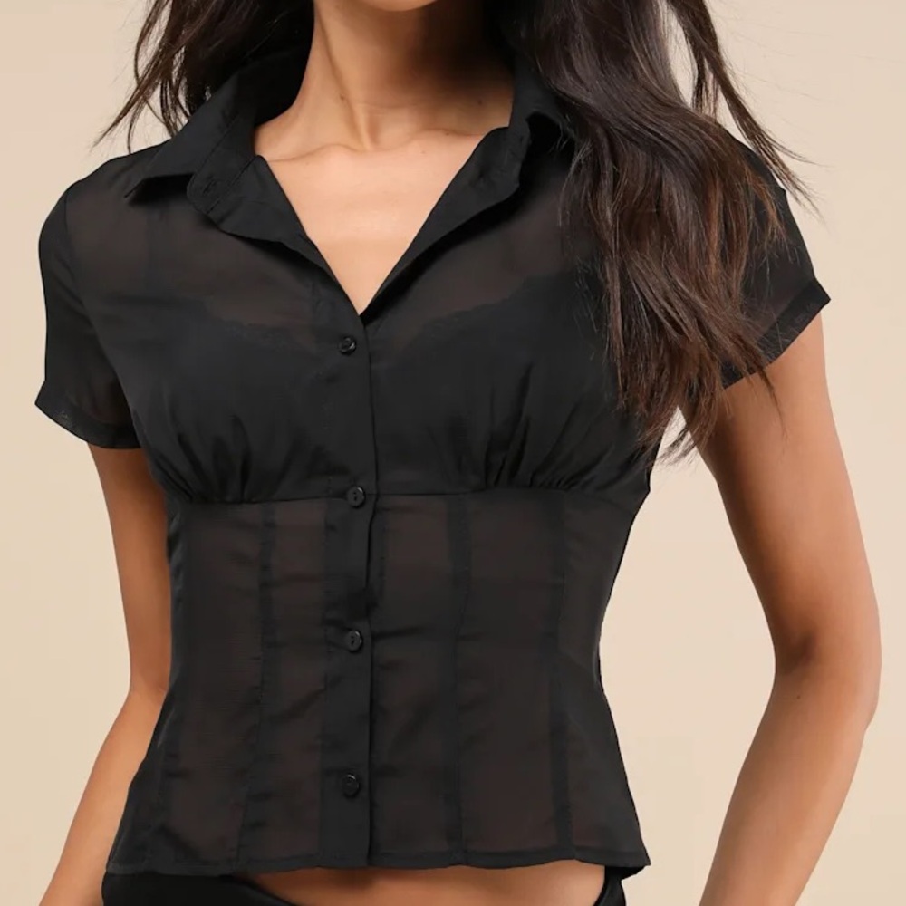 Lulus Black Sheer Mesh Top